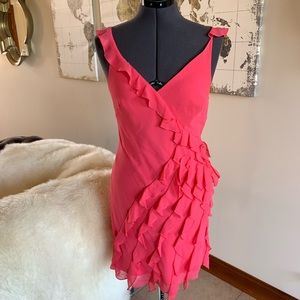 Cute Pink Ruffle Mini Dress